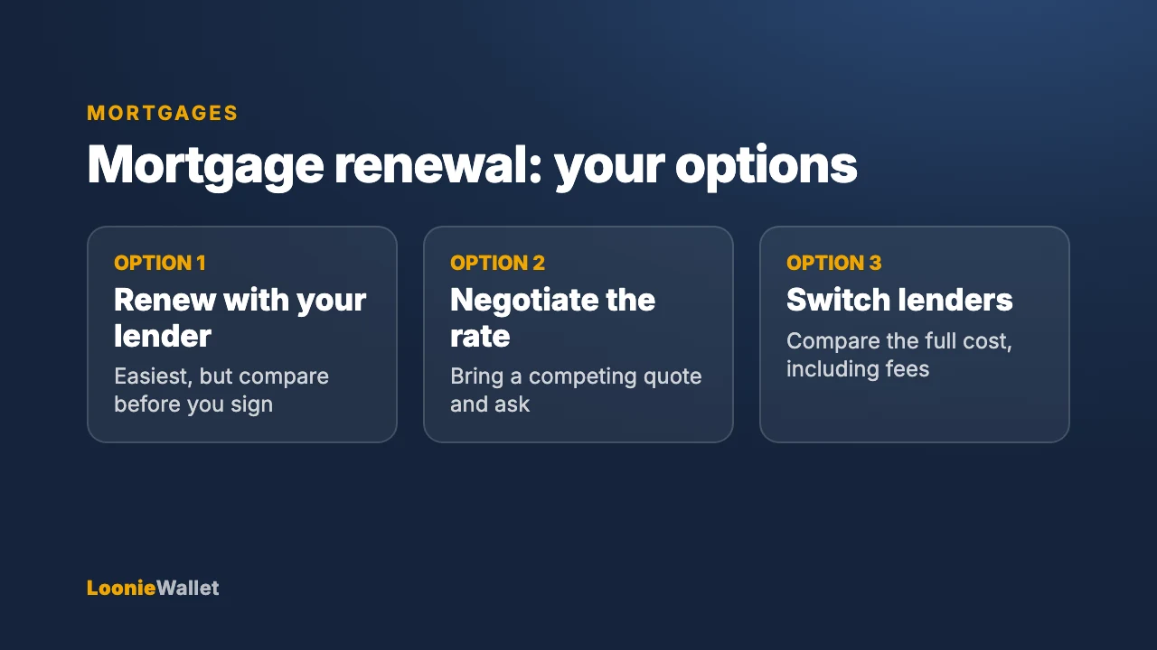 Three mortgage renewal options: renew, negotiate or switch lenders